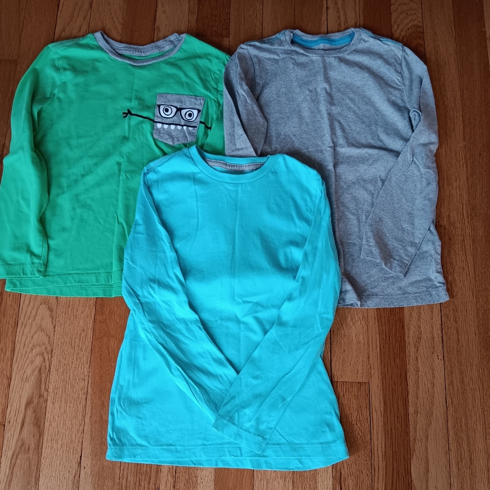 Kids Gray, Green, And Light Blue Long Sleeve Shirts